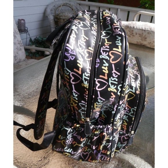 Backpack Luv Betsey Johnson Hearts Bows Black Pink Lg Bag 6 Pockets Polyurethane main image 9